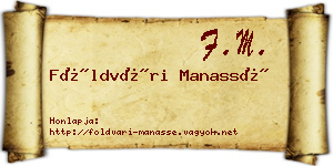 Földvári Manassé névjegykártya